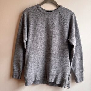 J.Crew Womens Size XS Gray Sweatshirt Side Zip Crew 100% Cotton Fitted Casual